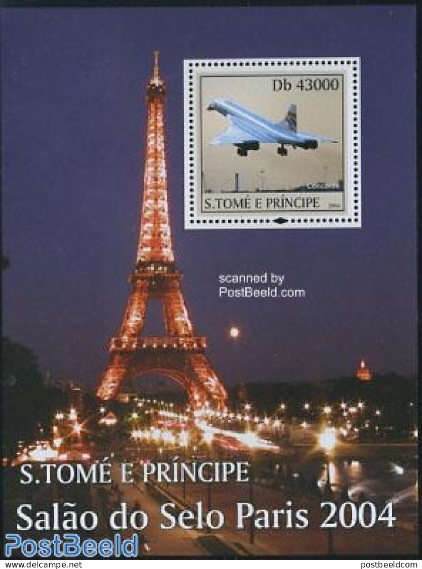 Sao Tome/Principe 2004 Paris Salon, Concorde S/s, Mint NH, Transport - Concorde - Aircraft & Aviation - Concorde