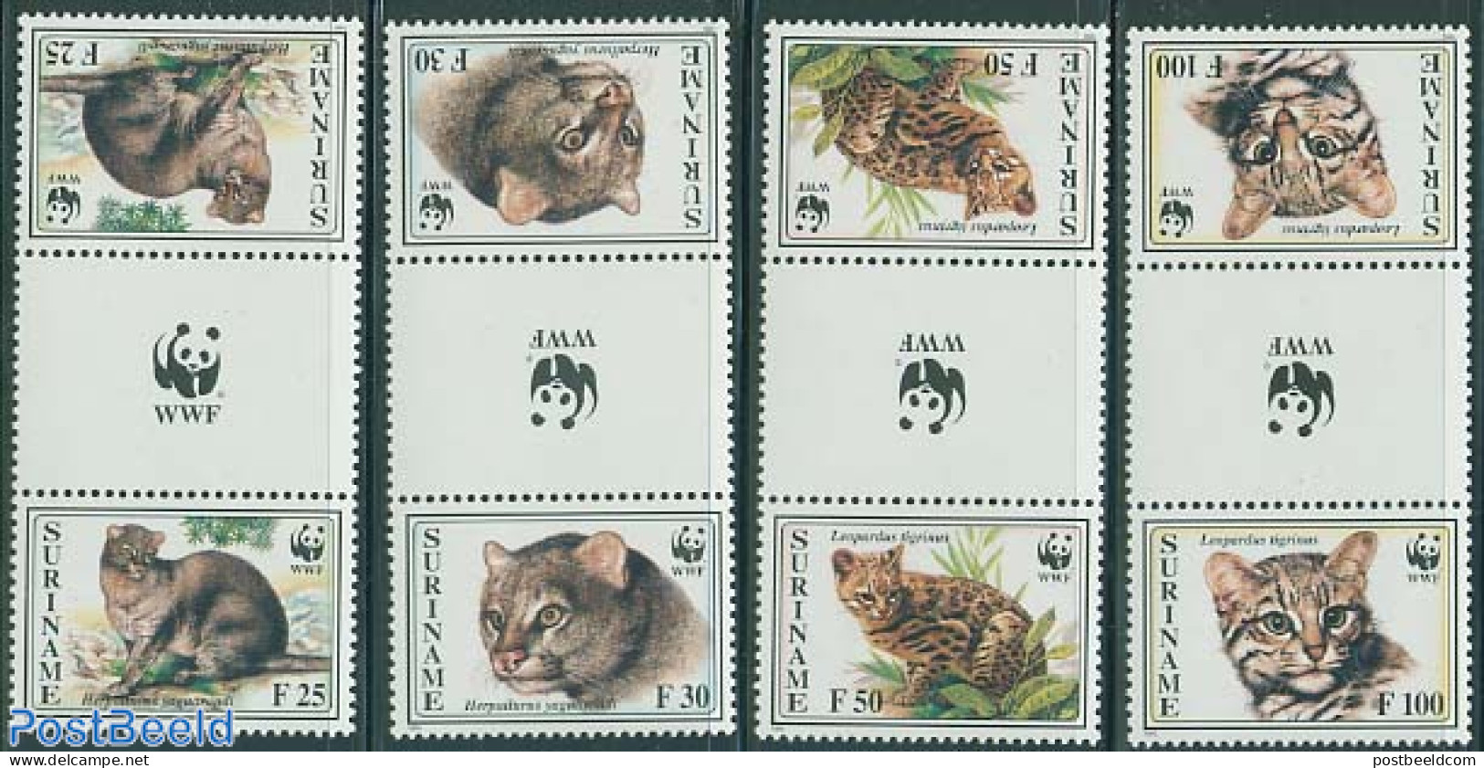 Suriname, Republic 1995 WWF 4v, Gutter Pairs                             F, Mint NH, Nature - Animals (others & Mixed).. - Surinam