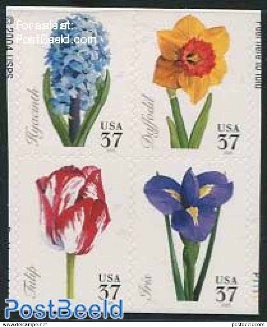 United States Of America 2005 Flowers 2x4v From Booklet Double Sided, Mint NH, Nature - Flowers & Plants - Neufs