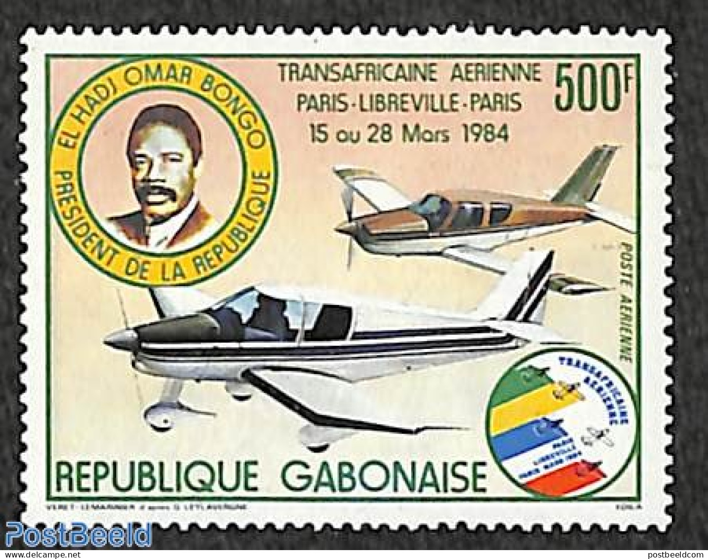 Gabon 1984 Transafrica Rallye 1v, Mint NH, Transport - Aircraft & Aviation - Nuovi