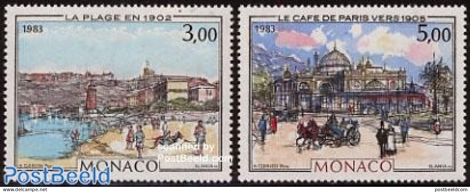 Monaco 1983 Belle Epoque 2v, Mint NH, Nature - Transport - Various - Horses - Coaches - Lighthouses & Safety At Sea - .. - Neufs