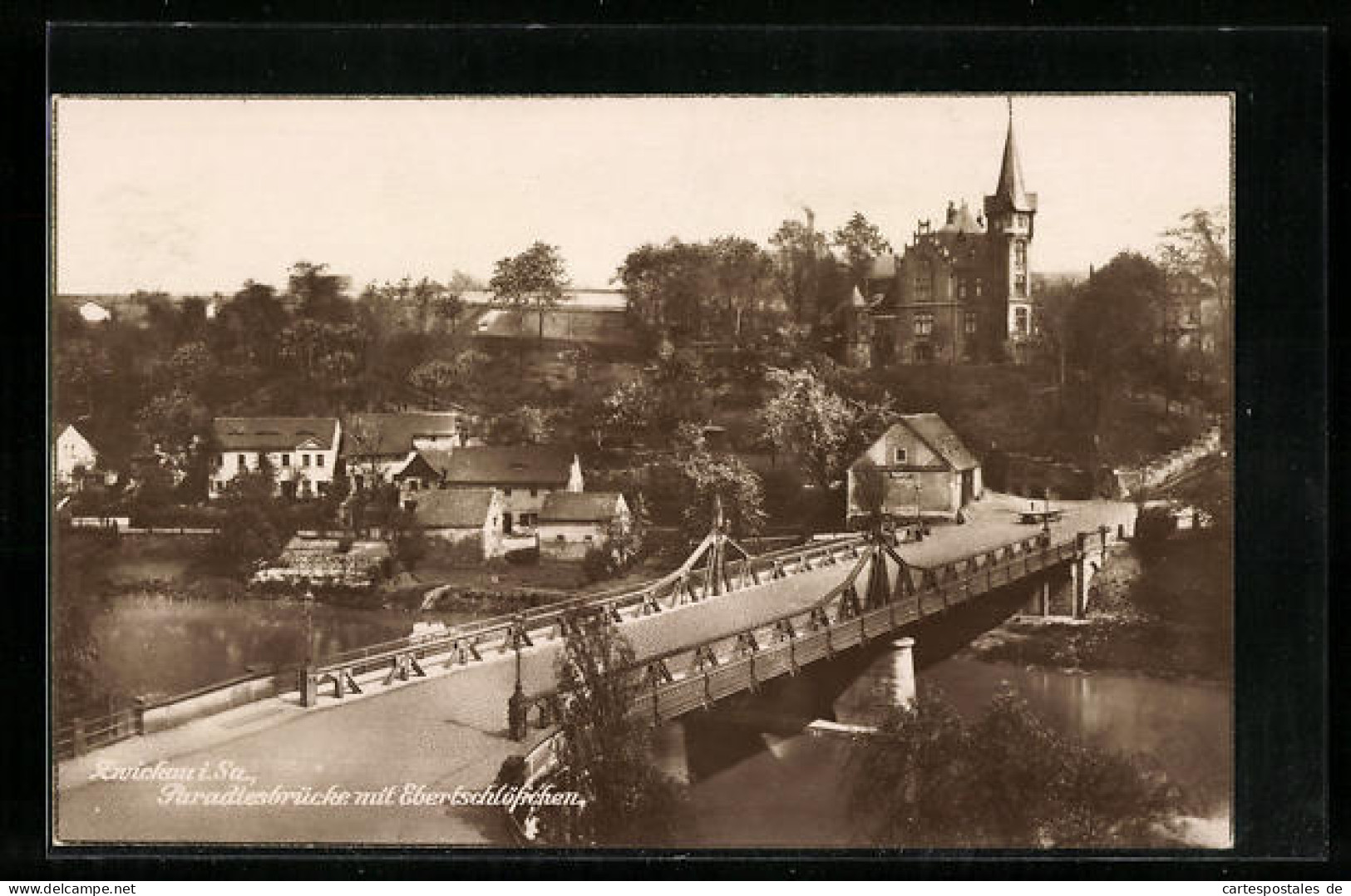 AK Zwickau I. Sa., Paradiesbrücke Mit Ebertschlösschen  - Zwickau