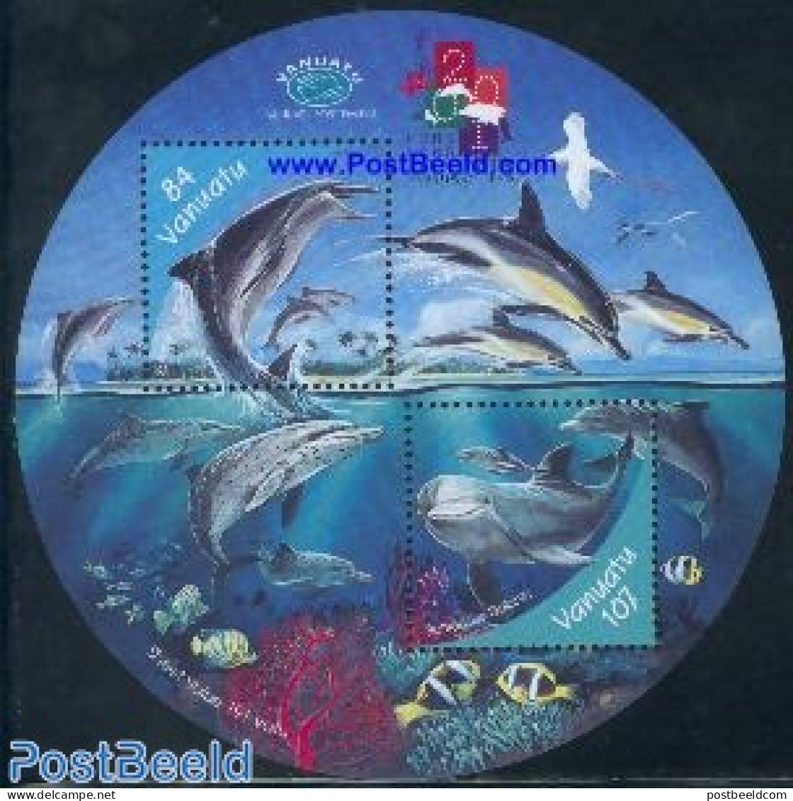 Vanuatu 2001 Hong Kong, Dolphins S/s, Mint NH, Nature - Sea Mammals - Art - Photography - Fotografie