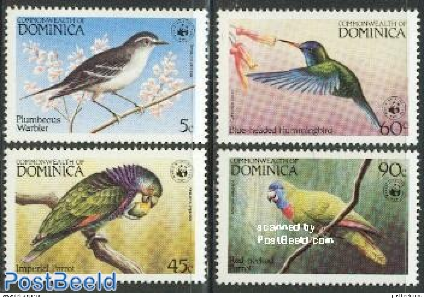 Dominica 1984 WWF, Birds 4v, Mint NH, Nature - Birds - Parrots - World Wildlife Fund (WWF) - Hummingbirds - Dominican Republic