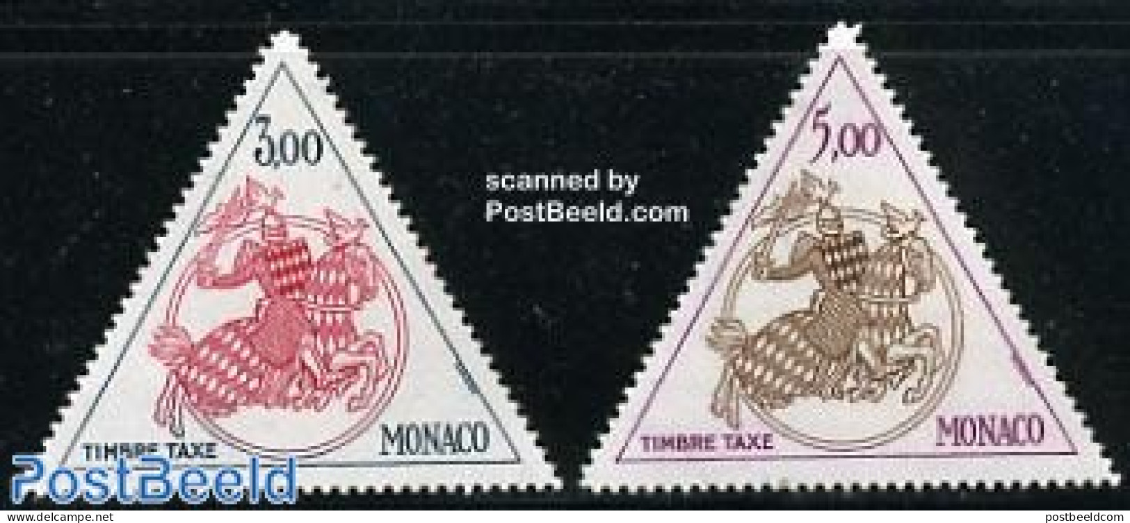 Monaco 1983 Postage Due 2v, Mint NH, History - Nature - Knights - Horses - Autres & Non Classés