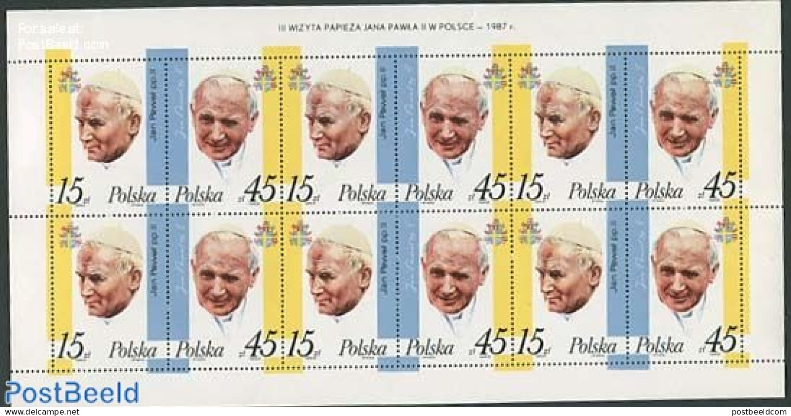 Poland 1987 Visit Of Pope John Paul II M/s, Mint NH, Religion - Pope - Religion - Neufs