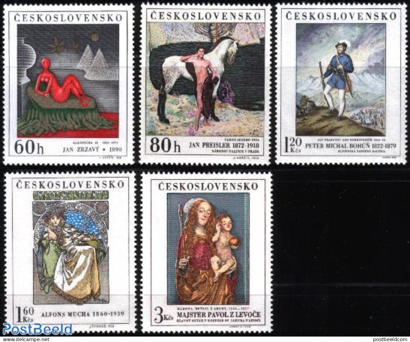Czechoslovkia 1968 Paintings 5v, Mint NH, Nature - Horses - Art - Modern Art (1850-present) - Paintings - Other & Unclassified
