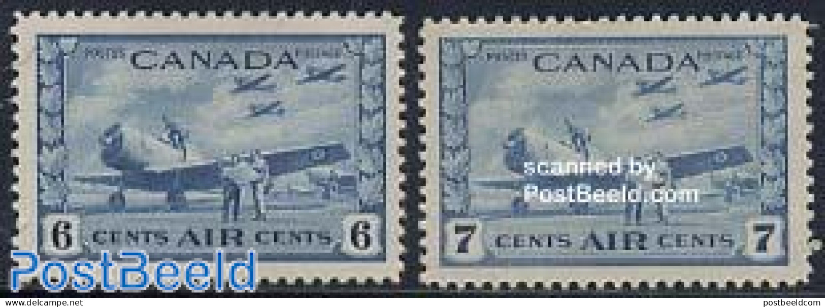 Canada 1942 Airmail 2v, Unused (hinged), Transport - Aircraft & Aviation - Ungebraucht