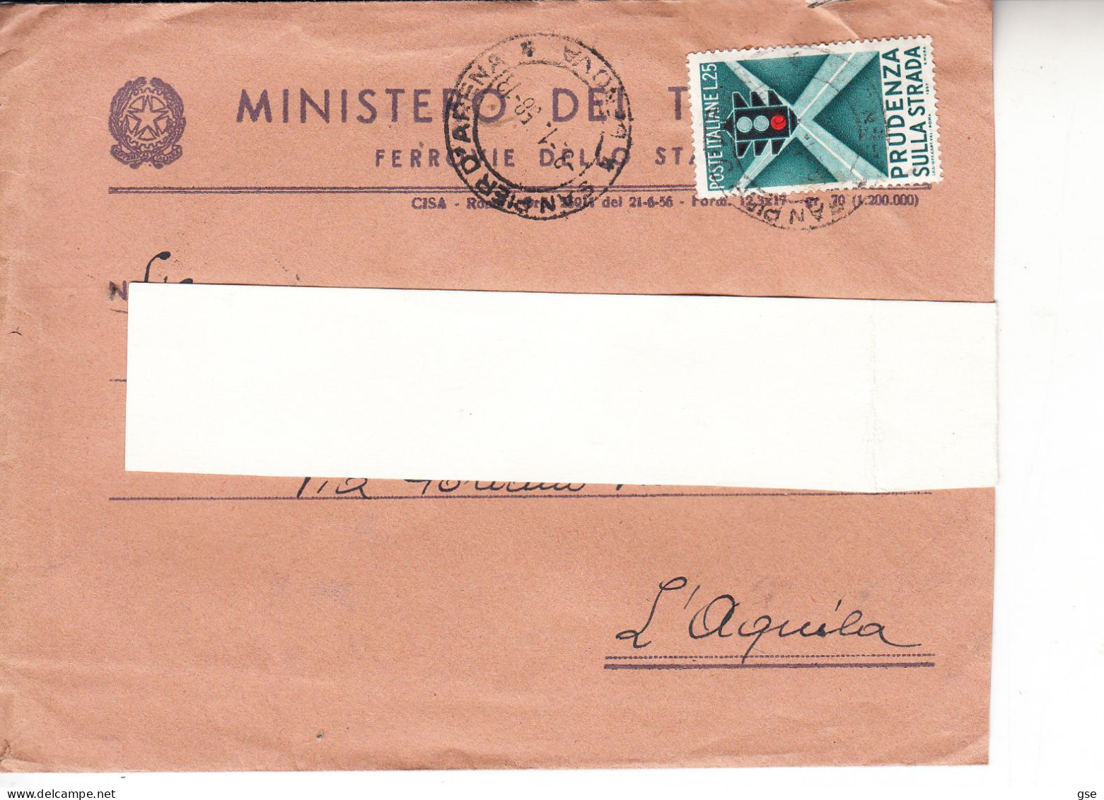 ITALIA  1958 - Lettera Da Sanpier D'Arena A L'Aquila - 1946-60: Storia Postale