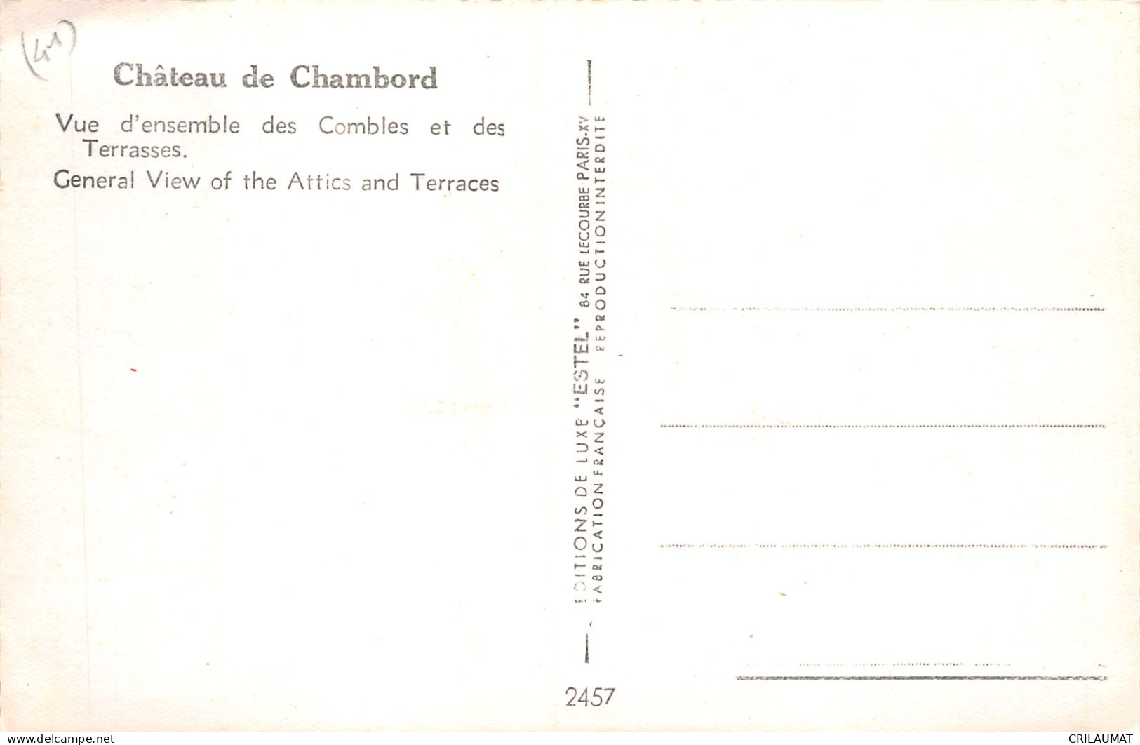 41-CHAMBORD LE CHATEAU-N°LP5126-H/0175 - Chambord