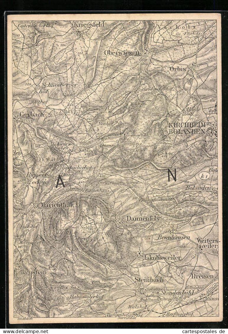 AK Kirchheimbolanden, Stadt Und Umgebung, Landkarte Im Massstab 1 Cm = 1 Km  - Kirchheimbolanden