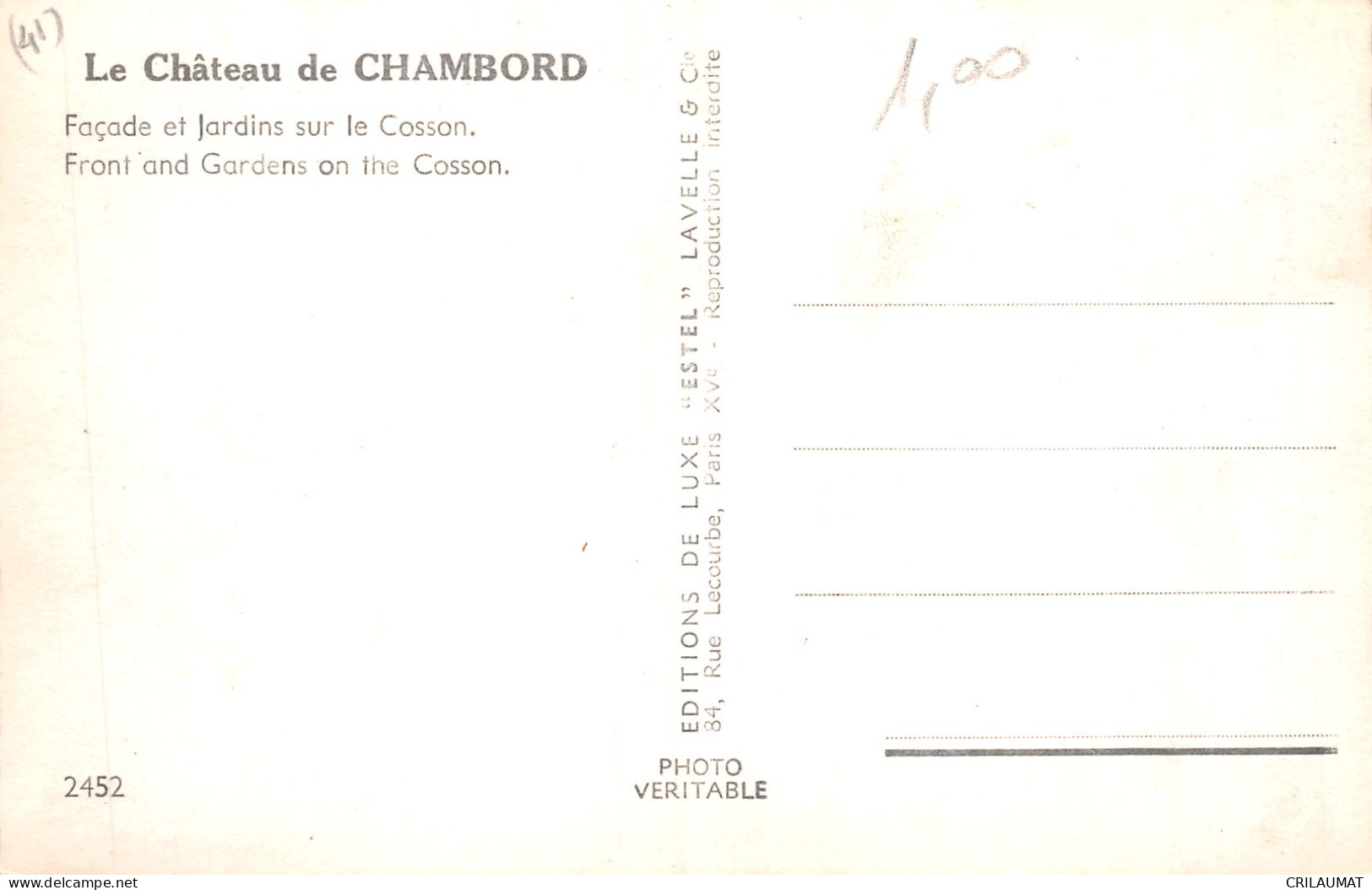 41-CHAMBORD LE CHATEAU-N°LP5126-H/0173 - Chambord