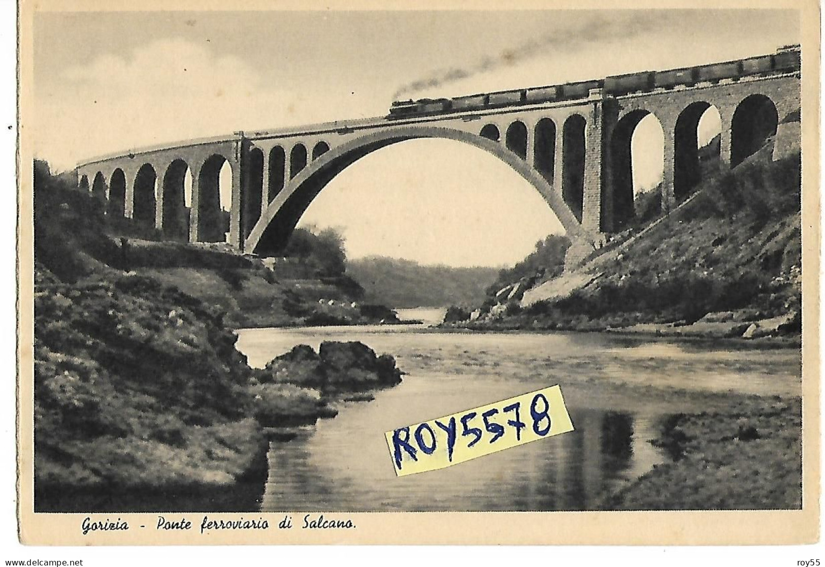 Friuli Venezia Giulia-gorizia-salcano Ponte Ferroviario Differente Veduta Passaggio Treno In Transito Anni 30 - Andere & Zonder Classificatie