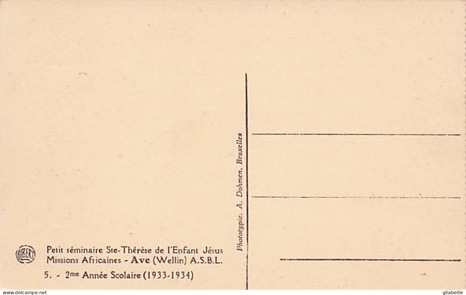 AVE - WELLIN - Petit Seminaire Ste Therese De L'enfant Jésus - Missions Aficaines -2eme Année Scolaire ( 1933-1934 ) - Wellin