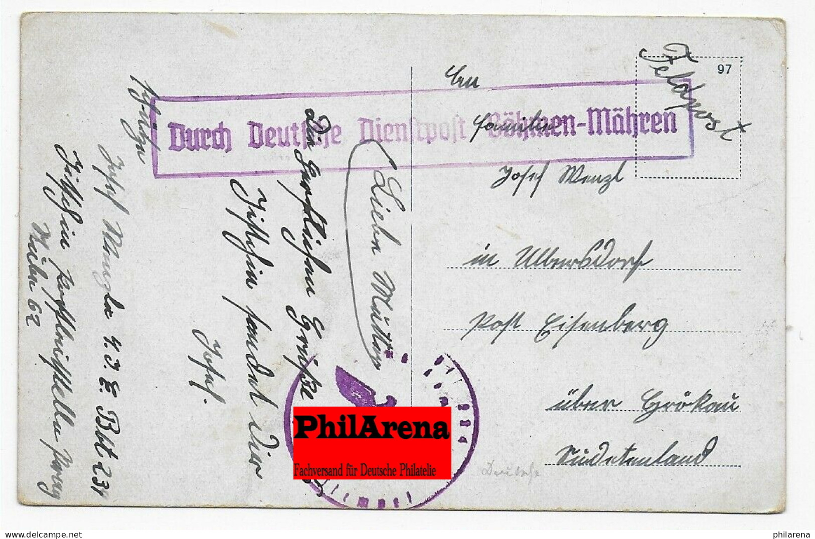 B&M Feldpost Auf Schöner Ansichtkarte Jicin - Ocupación 1938 – 45