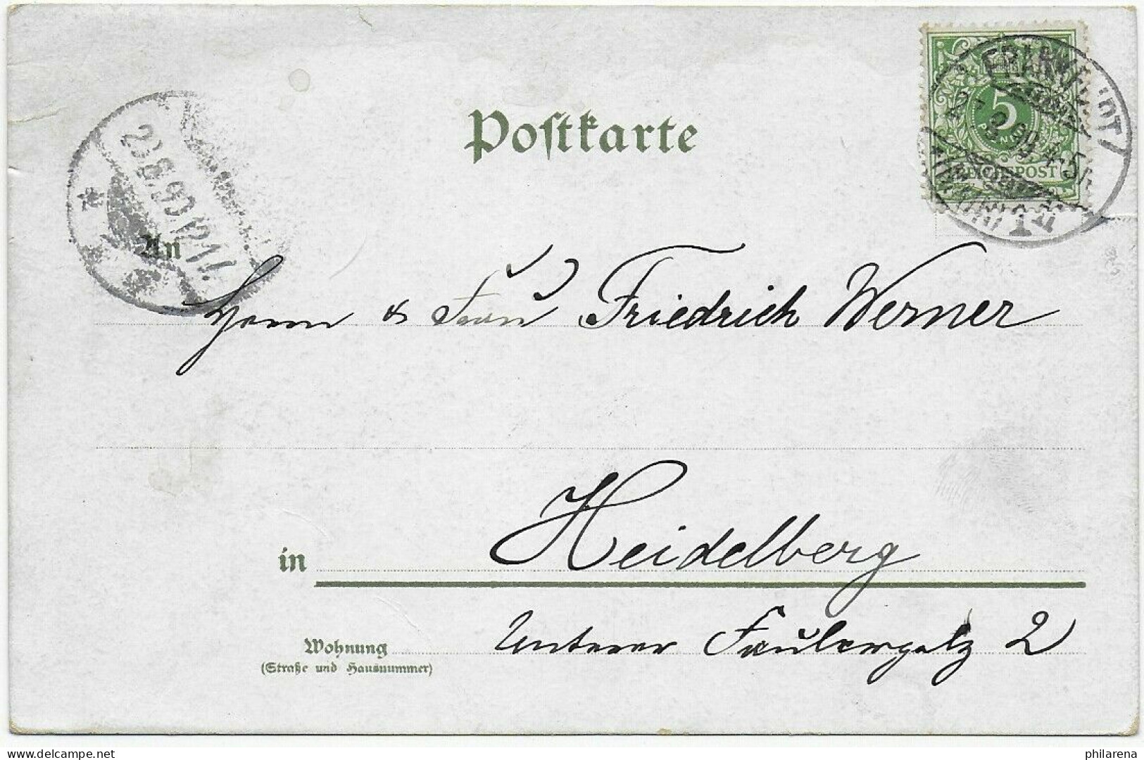 Gedächtnis-Geburtstagsfeier Goethe, 1899 Von Frankfurt Nach Heidelberg - Cartas & Documentos