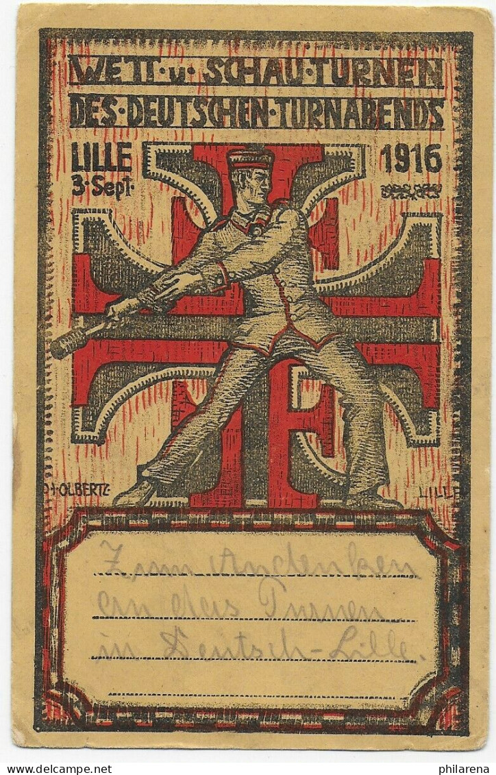 Feldpost Wett- U. Schauturnen In Lille, 1916, Bayr. Reserve Regiment - Feldpost (postage Free)