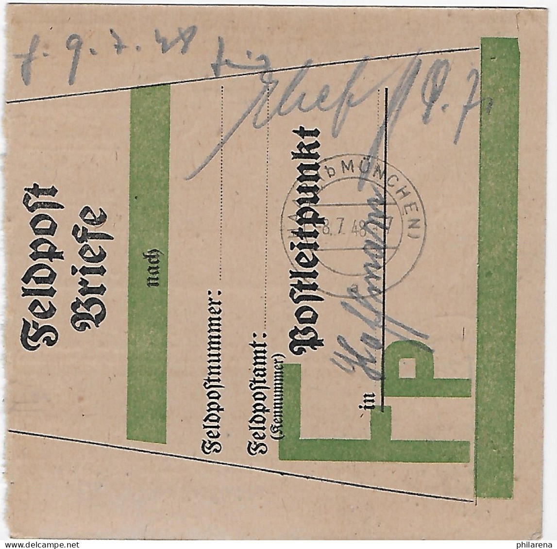 Paketkarte Weihmichl Nach Egelfing, 1948, 46II, MeF, Feldpostbriefe Rückseitig - Lettres & Documents