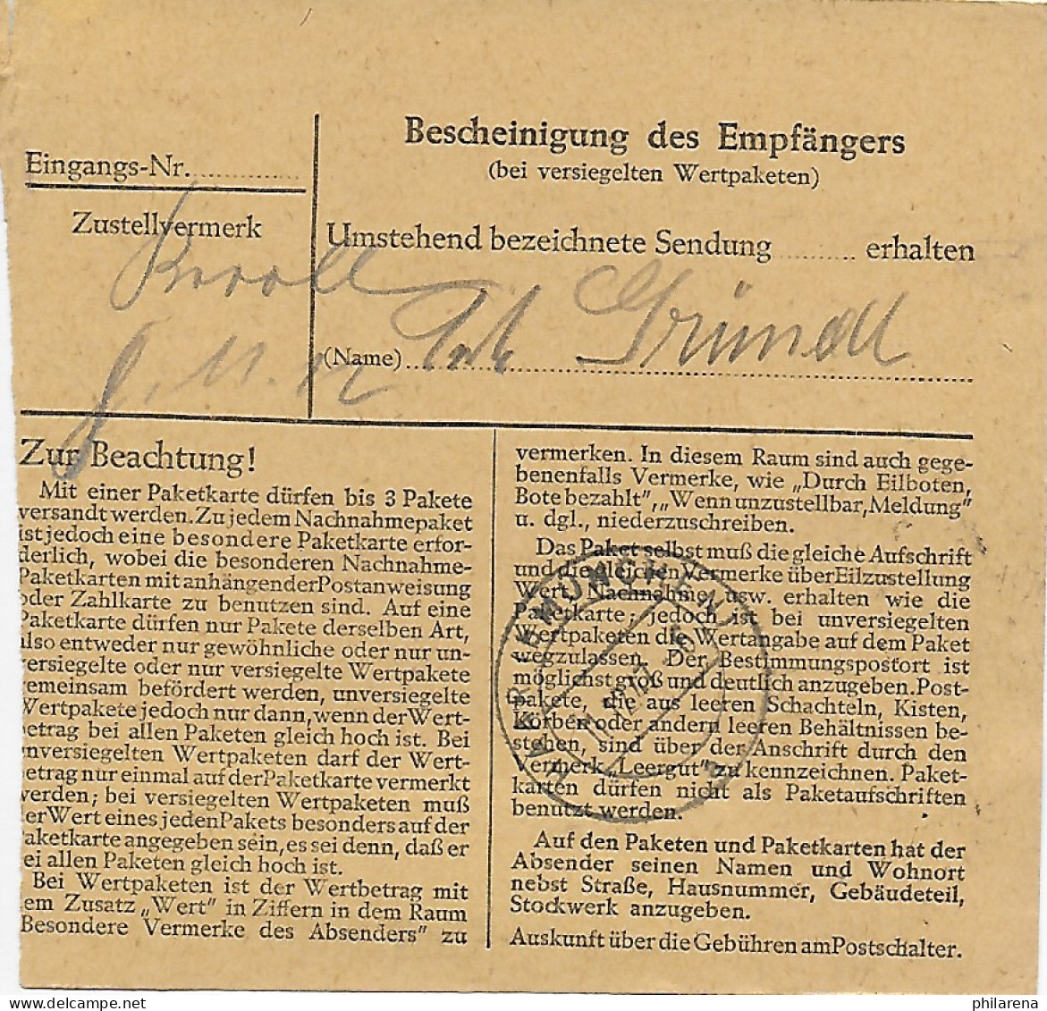 Paketkarte Berlin Spandau Nach Eglfing, MeF 1947 - Brieven En Documenten