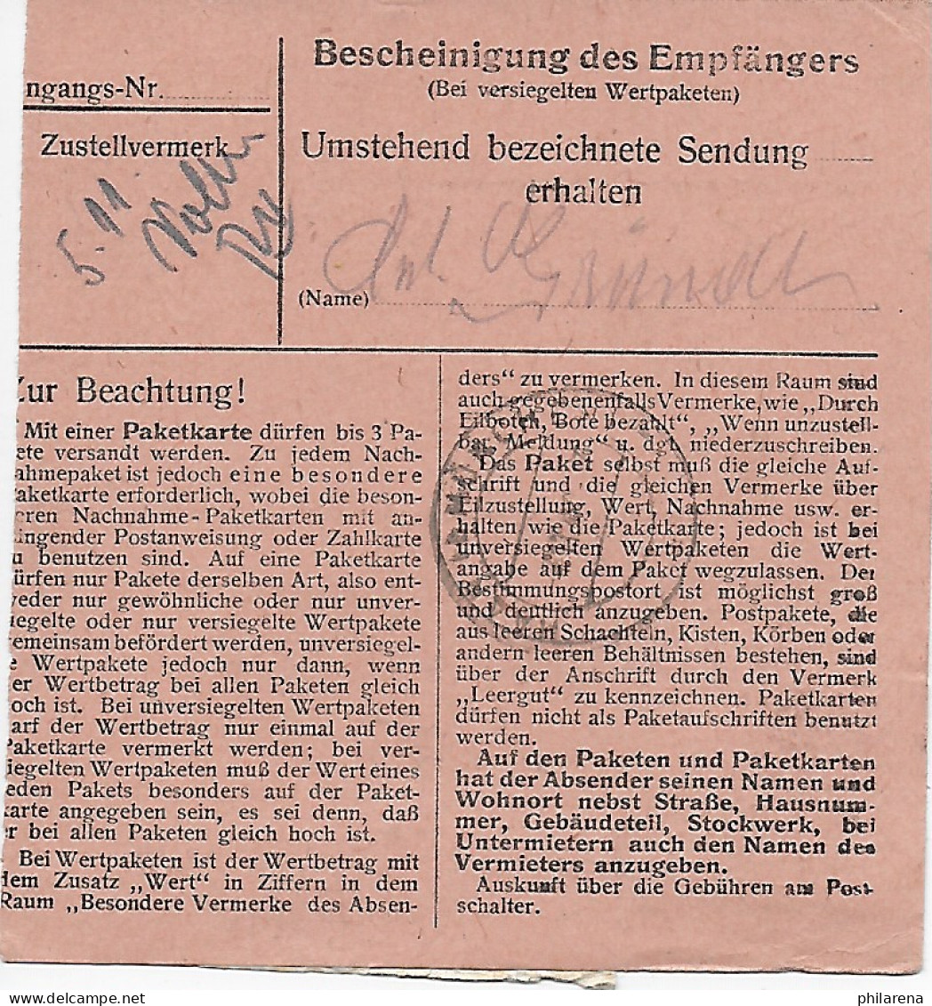 Paketkarte Grafenau Nach Haar, Frauenklinik, 1948, MiNr. 98 WgI, EF - Briefe U. Dokumente