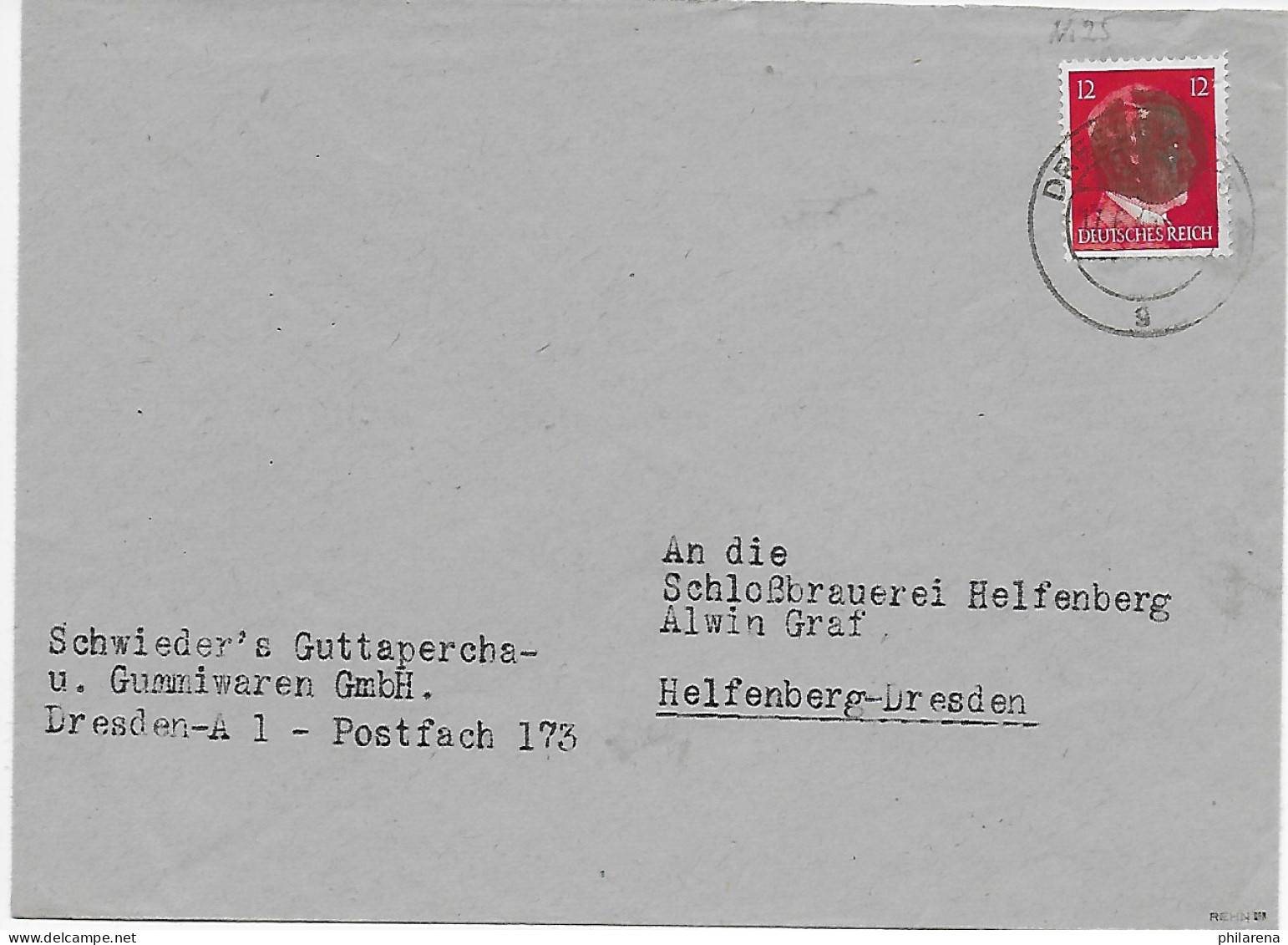 Gummiwaren Dresden 17.6.45 An Schloßbrauerei Helfenberg MiNr.AP827II BPP Geprüft - Brieven En Documenten