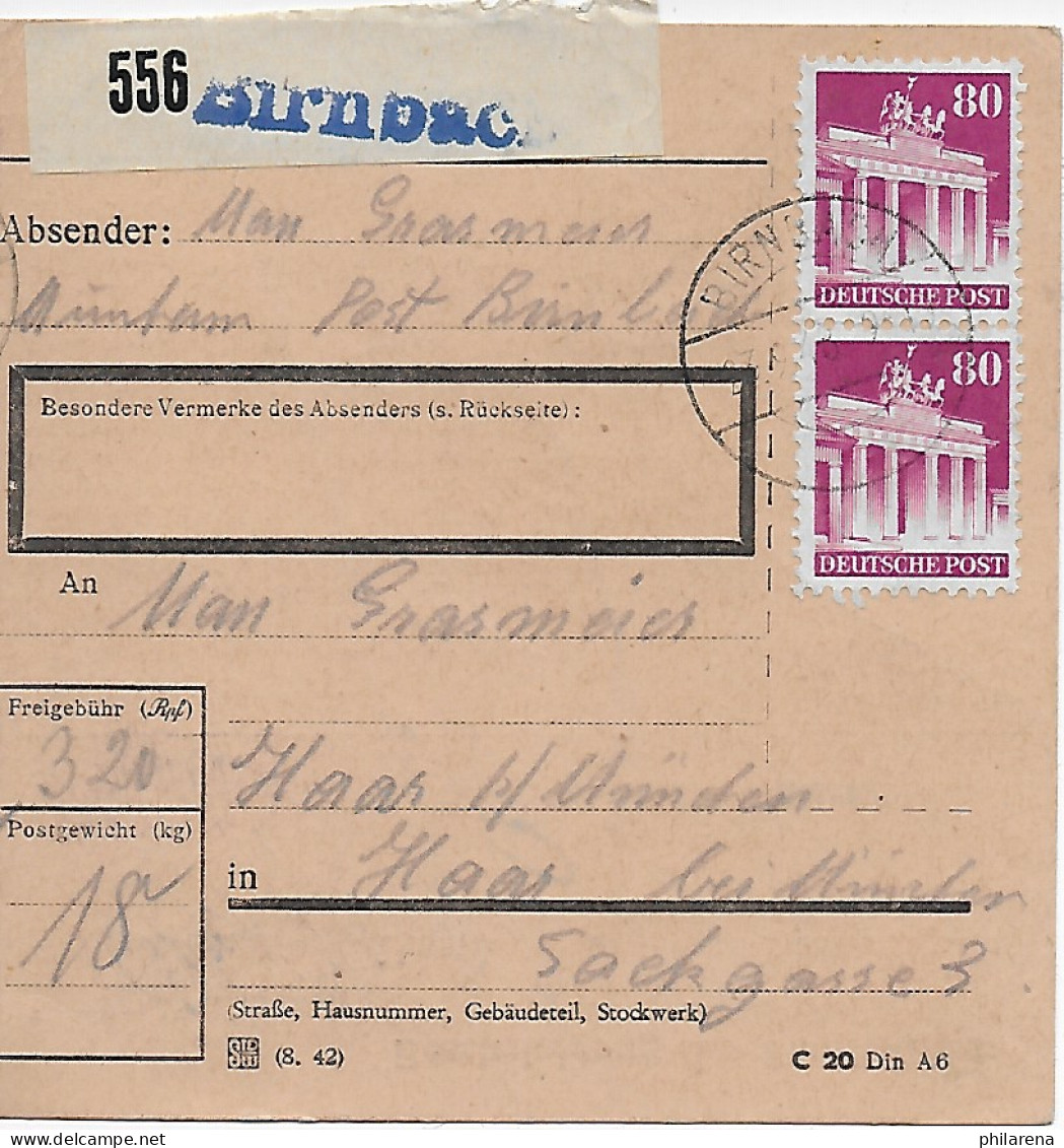 Paketkarte Birnbach Nach Haar/München, 1948, MiNr. 94 MeF - Lettres & Documents