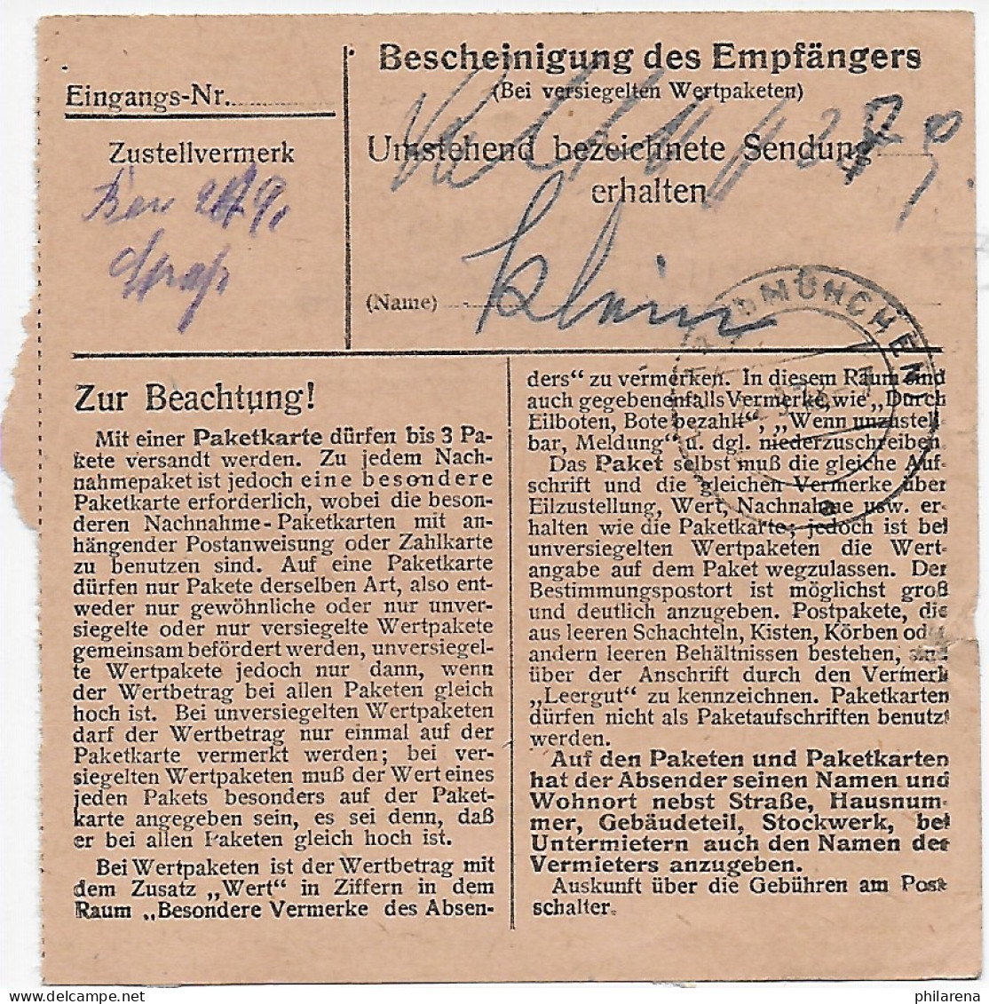 Paketkarte Schwarzhofen/Nabburg Nach Haar/München, 1948, MiNr. 94 MeF - Covers & Documents