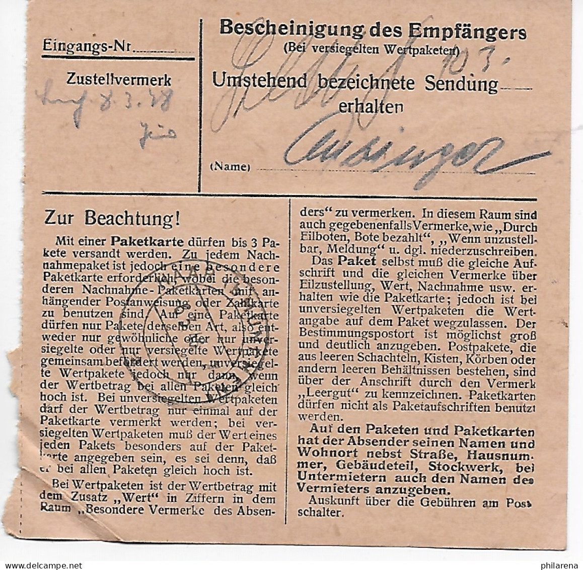 Paketkarte Ingolstadt Nach Haar/München 1948, MeF - Storia Postale