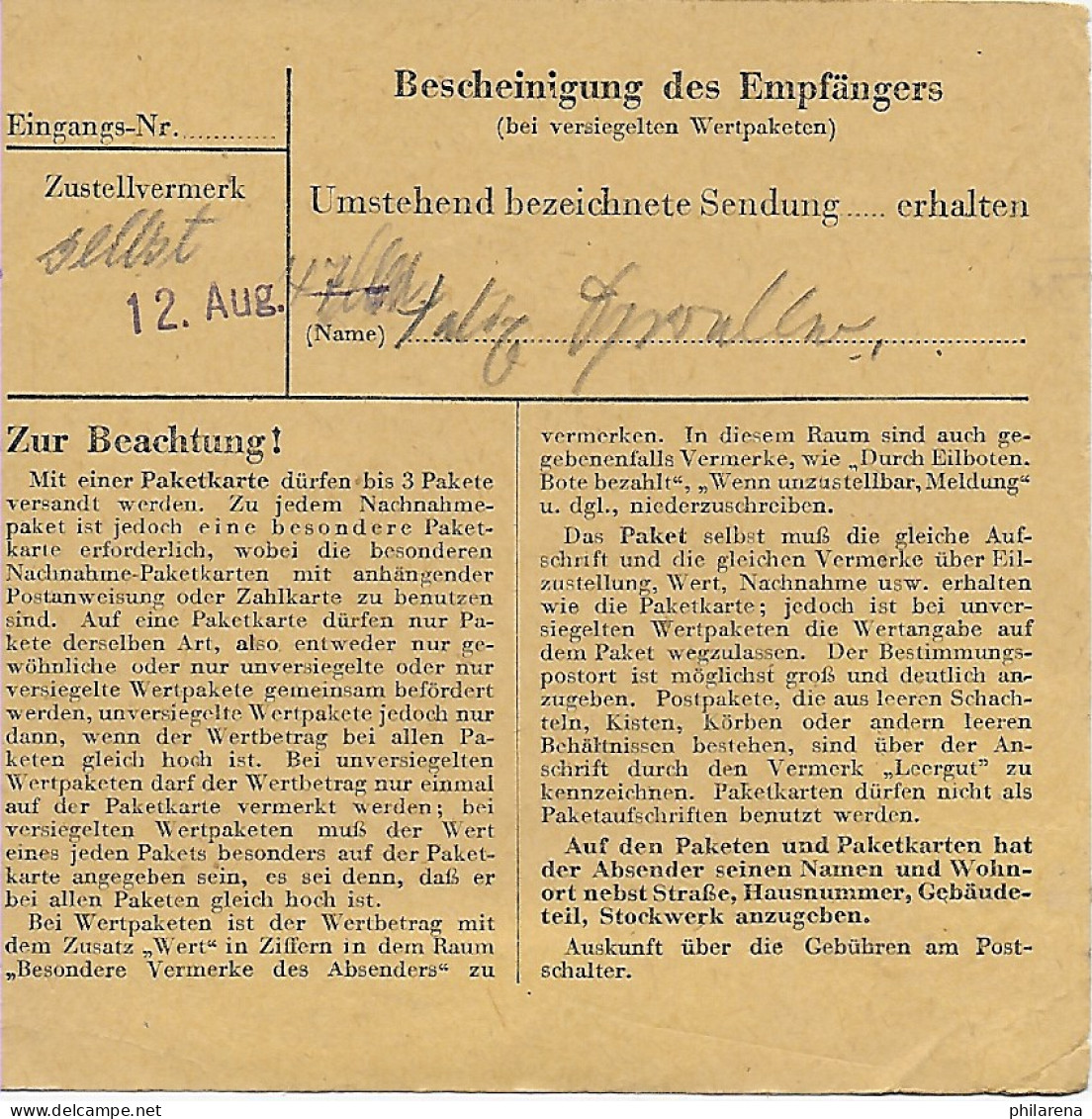 Paketkarte Bochum Nach Bad Aibling, 1947, MeF - Covers & Documents