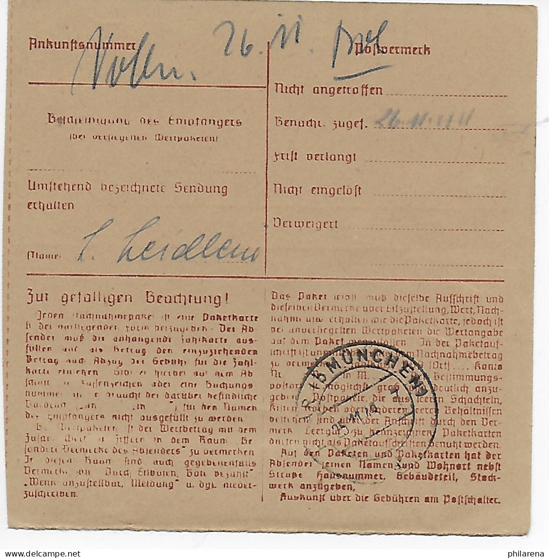 Paketkarte Hagen/Westf. Nach Haar, München 1948, MeF - Storia Postale