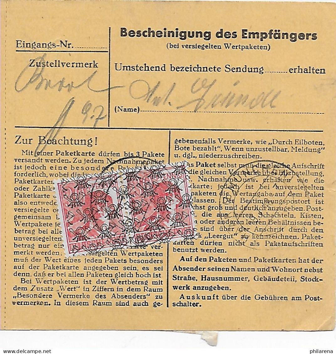 Paketkarte Ingolstadt Nach Haar, München 1948, MeF - Lettres & Documents