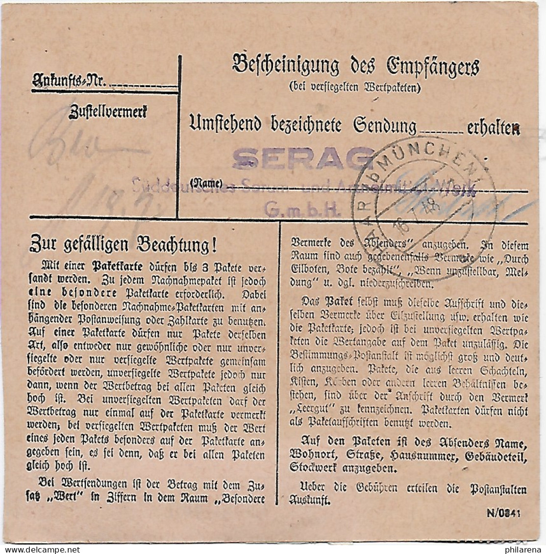 Paketkarte Hof/Saale, Absendereindruck Nach Haar, Arzneimittelwerk, 1948, MeF - Covers & Documents