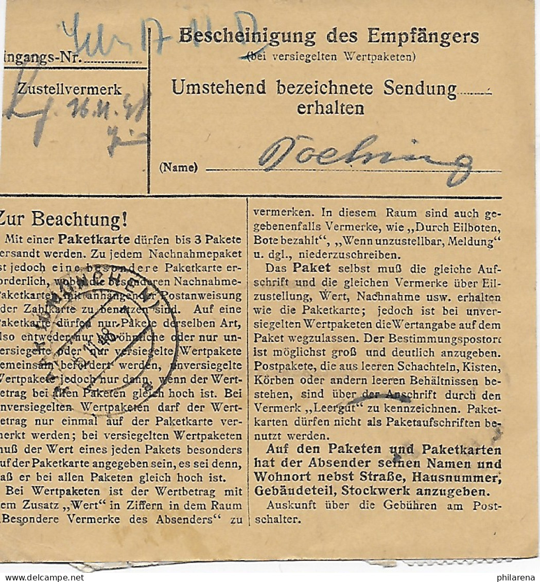 Paketkarte Griesbach, Rottal Nach Haar 1948, MeF - Lettres & Documents