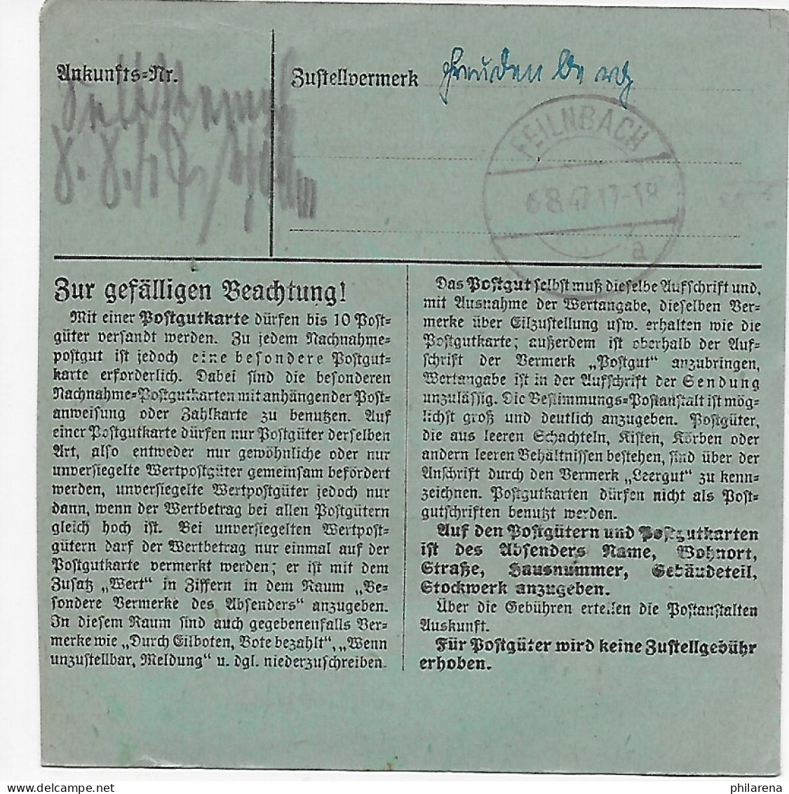 Paketkarte Berlin-Halensee Nach Fellnbach Bad Aibling 1947, MeF - Brieven En Documenten