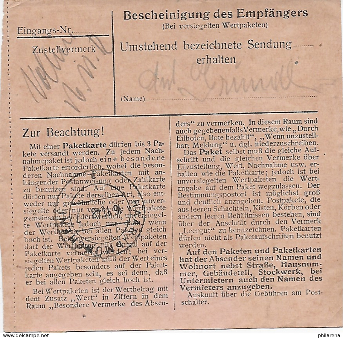 Paketkarte Kreiburg/Inn An Heilanstalt Eglfing,  1949, MeF - Briefe U. Dokumente