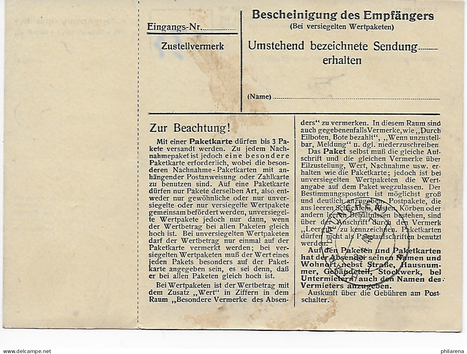 Paketkarte Eilboten Passau Nach München-Haar, 1948, MeF - Briefe U. Dokumente
