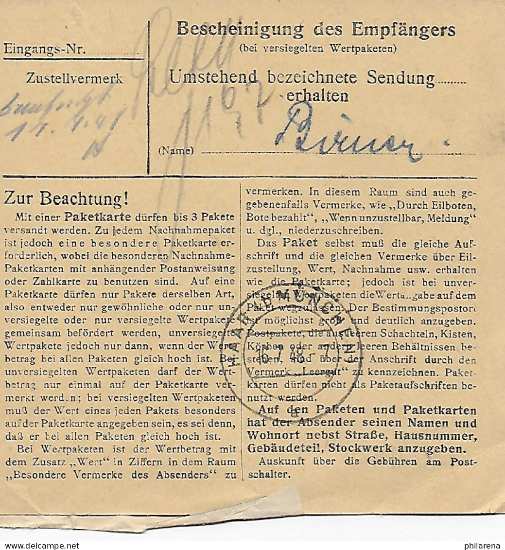Paketkarte Gauting Nach Haar,1948, MeF - Lettres & Documents