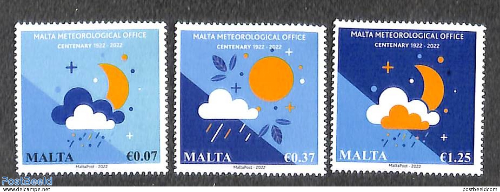 Malta 2022 Centenary Of Meteorological Office 3v, Mint NH, Science - Meteorology - Clima & Meteorologia