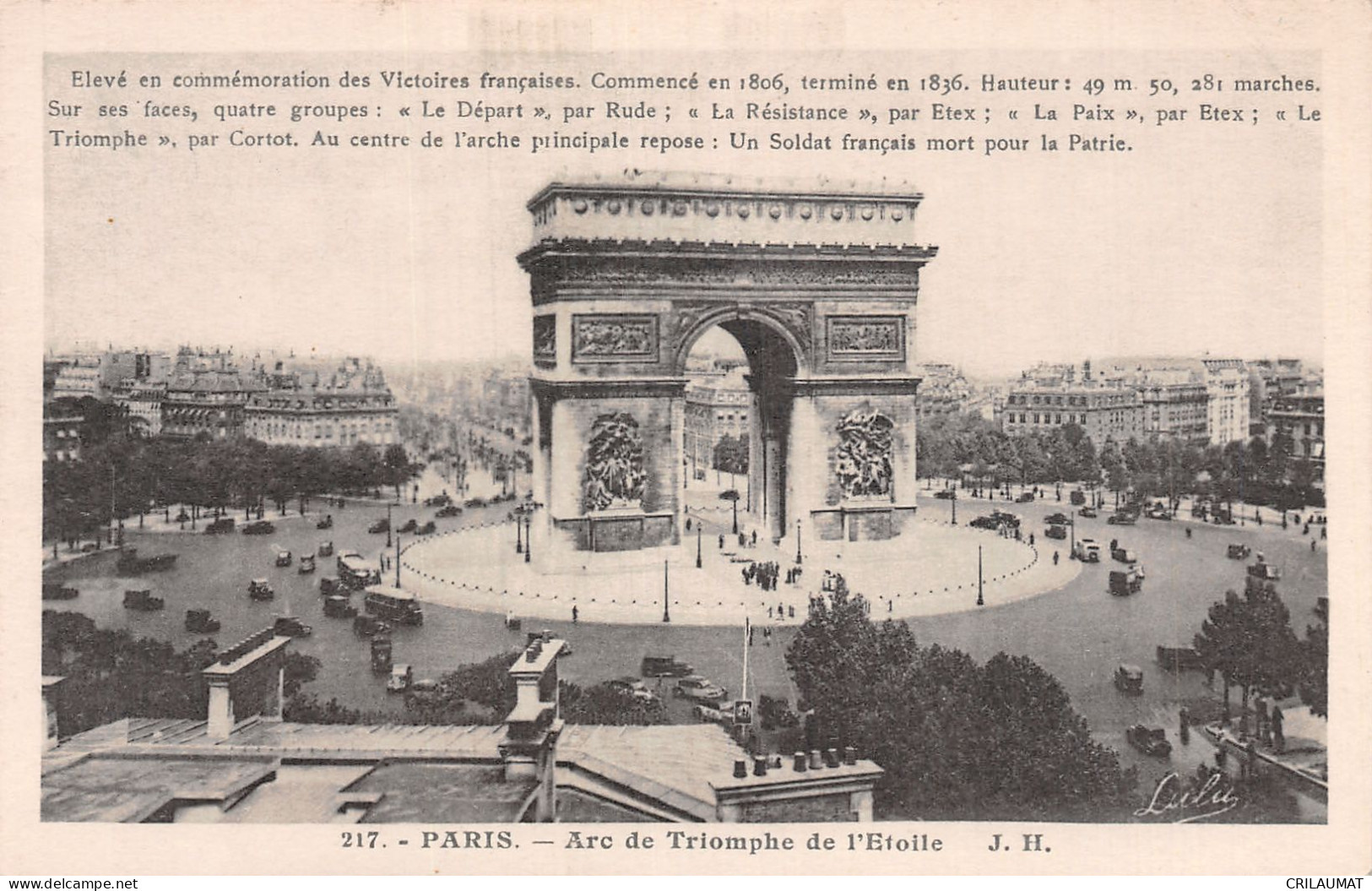 75-PARIS ARC DE TRIOMPHE-N°LP5127-F/0323 - Triumphbogen