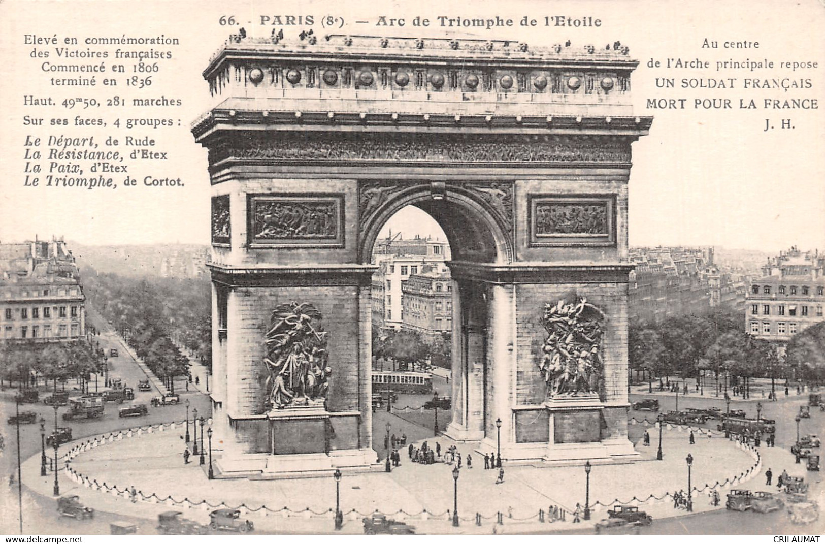 75-PARIS ARC DE TRIOMPHE-N°LP5127-F/0321 - Triumphbogen