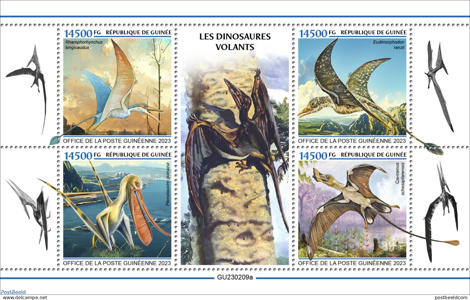 Guinea, Republic 2023 Flying Dinosaurs, Mint NH, Nature - Prehistoric Animals - Vor- U. Frühgeschichte