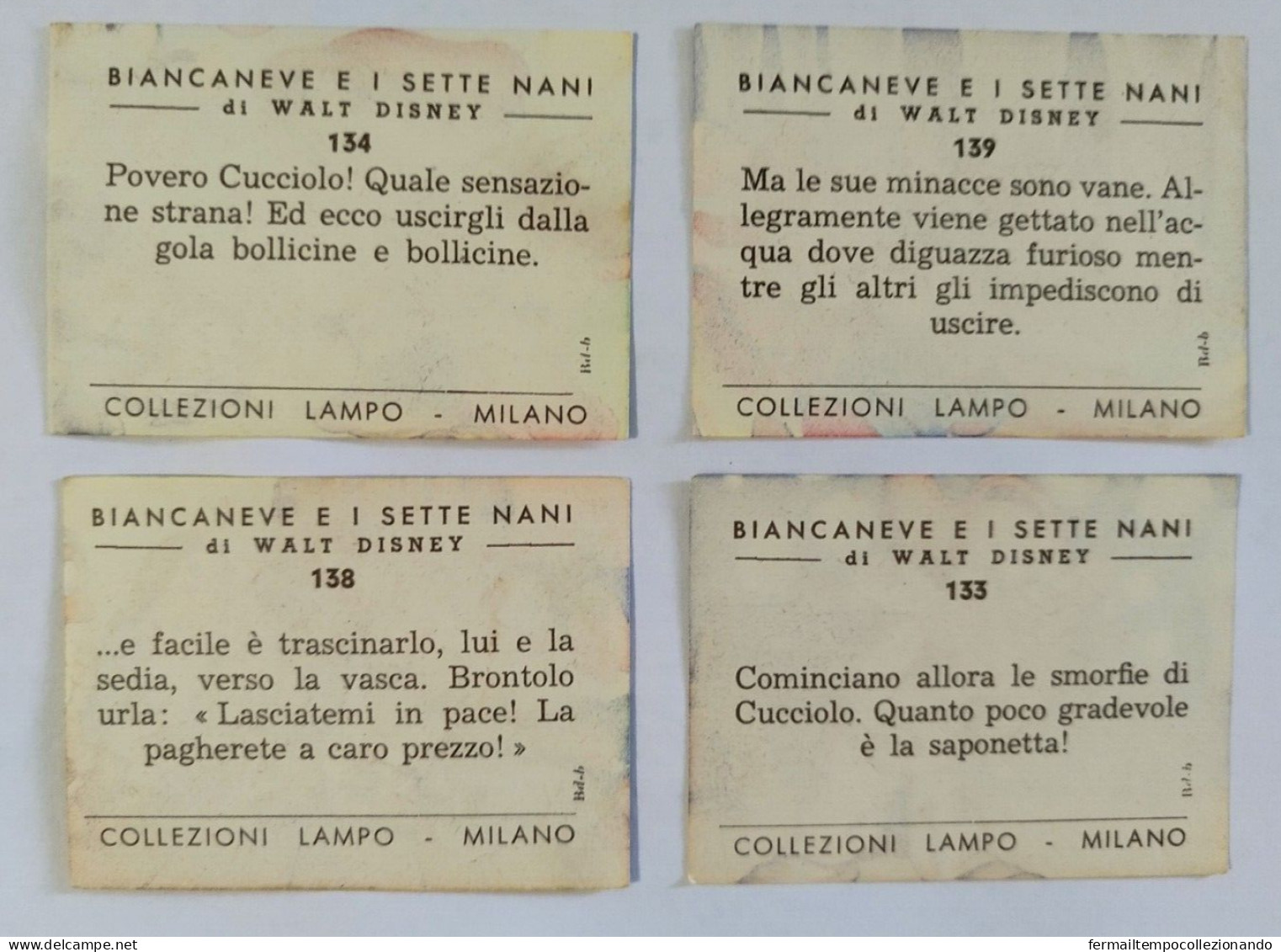 Bq66 Lotto Di 4 Figurine Biancaneve E I Sette Nani Ed .lampo 134-138-139-133 - Andere & Zonder Classificatie