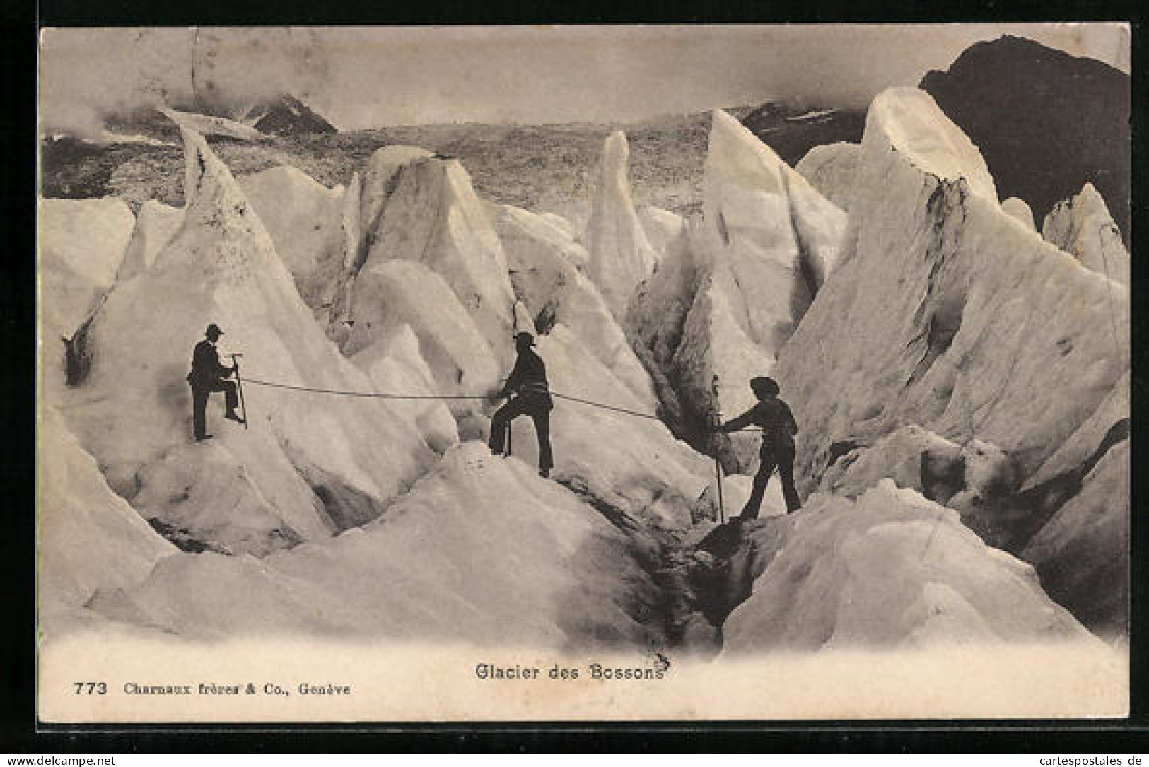 AK Glacier Des Bossons, Bergsteiger Auf Einem Gletscher  - Alpinismus, Bergsteigen