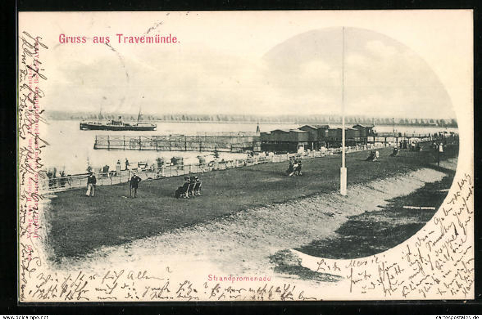 AK Travemünde, Strandpromenade Mit Besuchern  - Luebeck-Travemuende