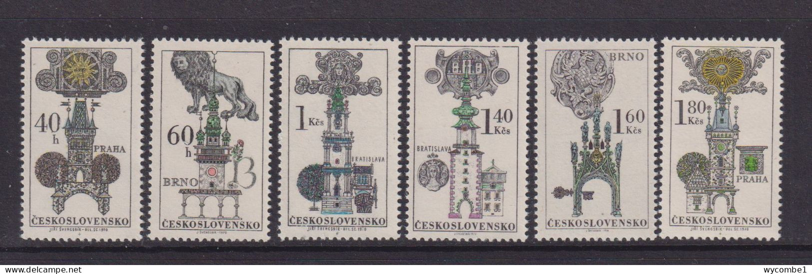 CZECHOSLOVAKIA  - 1970 Ancient House Signs Set Never Hinged Mint - Unused Stamps