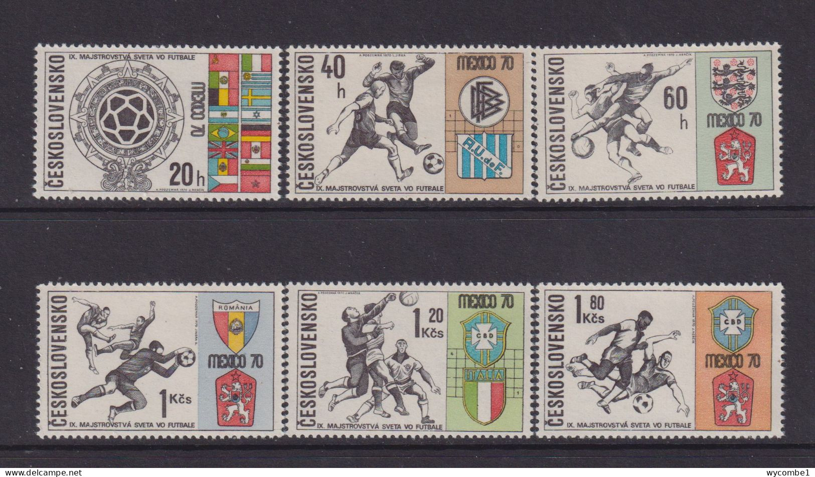 CZECHOSLOVAKIA  - 1970 Football World Cup Set Never Hinged Mint - Unused Stamps