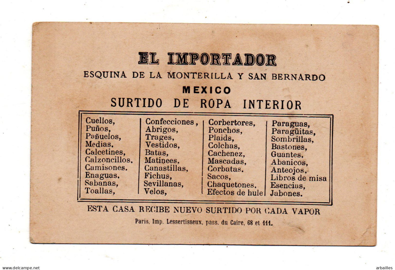 Chromo. El Importador. Mexico. Jeune Espagnole. Espagne. - Other & Unclassified