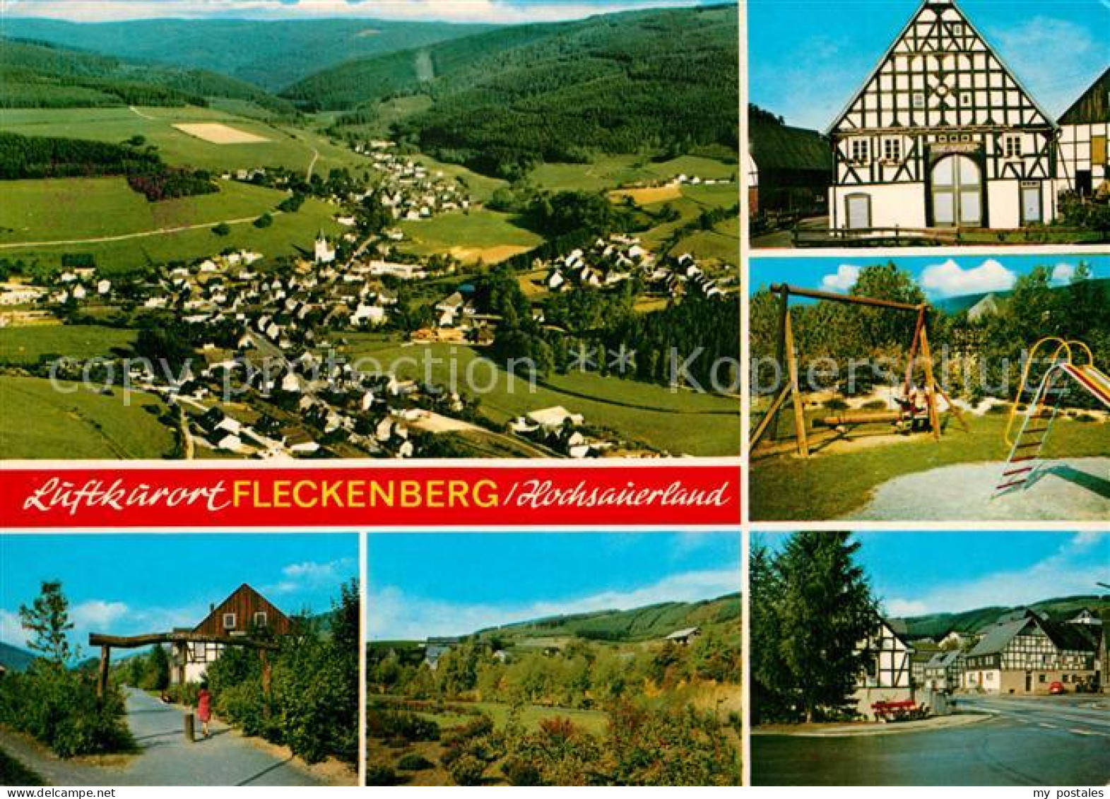 73311845 Fleckenberg Panorama Fachwerkhaeuser Spielplatz Fleckenberg - Schmallenberg