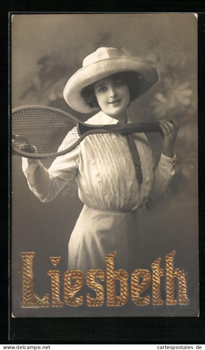 AK Liesbeth, Junge Dame Mit Tennisschläger  - Tennis