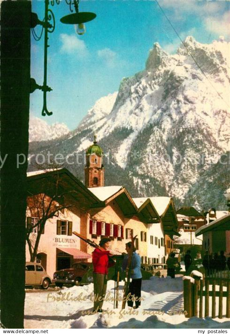 73311356 Garmisch-Partenkirchen Kirchturm Zugspitze Weihnachts Und Neujahrsgrues - Garmisch-Partenkirchen